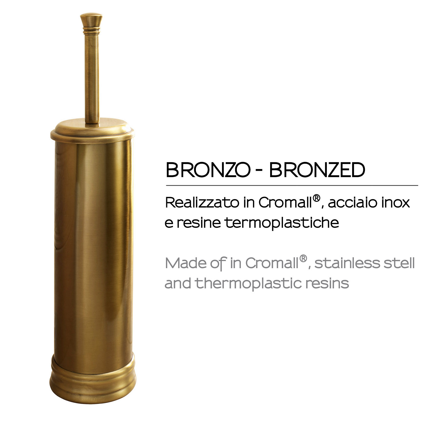 Set Porta Scopino In Ottone Antico Con Tazza In Ceramica Bianca – Stile Retrò Per Bagno