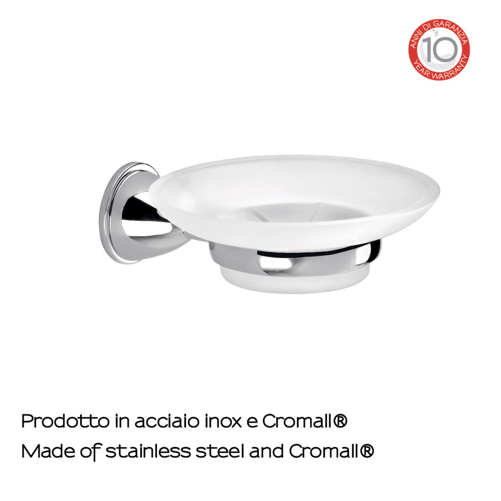 Gedy Seifenschale 'Porte Savon Chrome Felce' – Chromfarben Mit Satiniertem Glas, Wandmontage