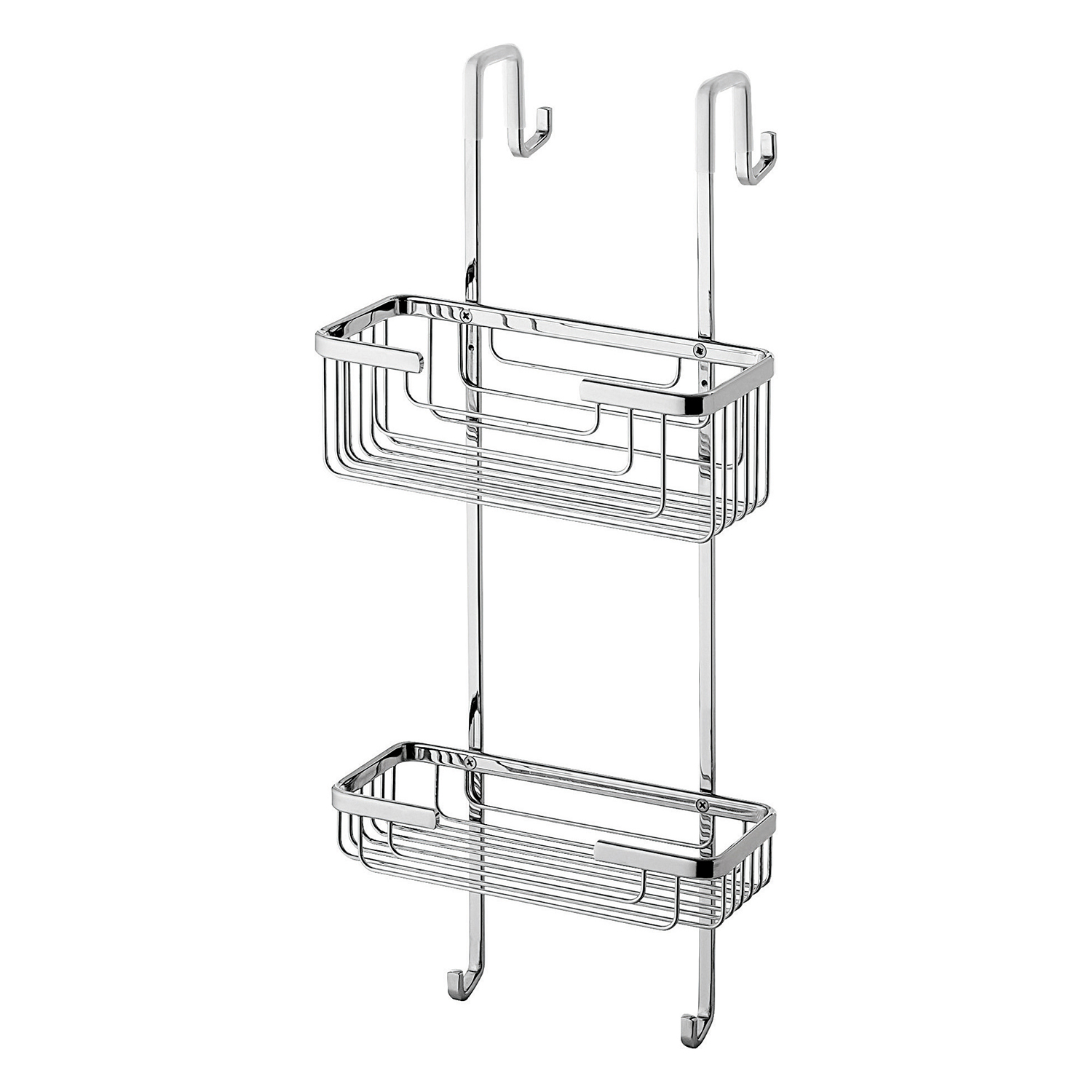 WENKO Portaoggetti Doccia A 2 Piani Classic Plus Black - Mensola Per Doccia, Cestino Da Parete, Qualità Ad Alta Protezione Contro La Ruggine, Acciaio, 26.5 X 47 X 12.5 Cm, Nero