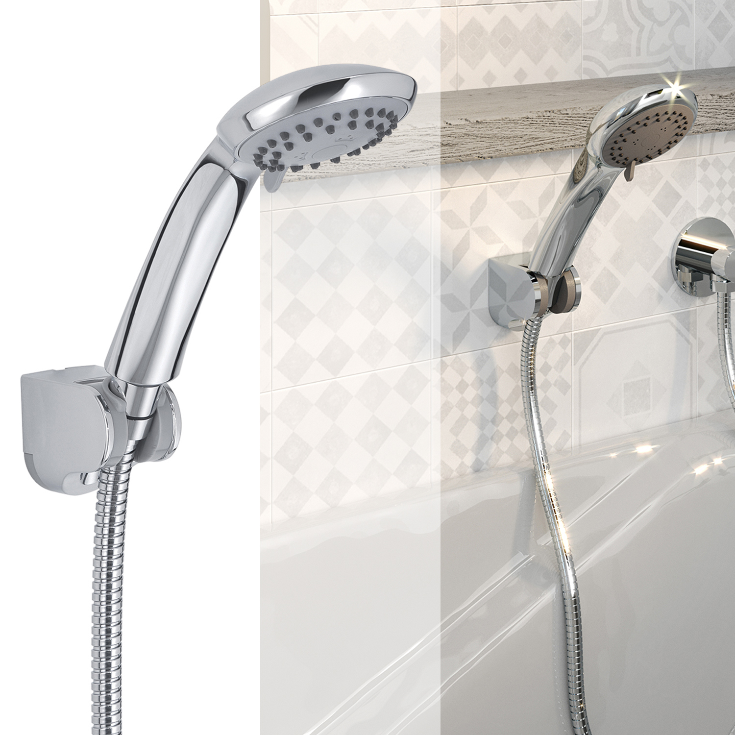 Étagère D'angle Pour Douche - Gedy - Hauteur 61.5 Cm - Chromé - En Laiton/acier - Fixation Murale - Pour Rangement Salle De Bain