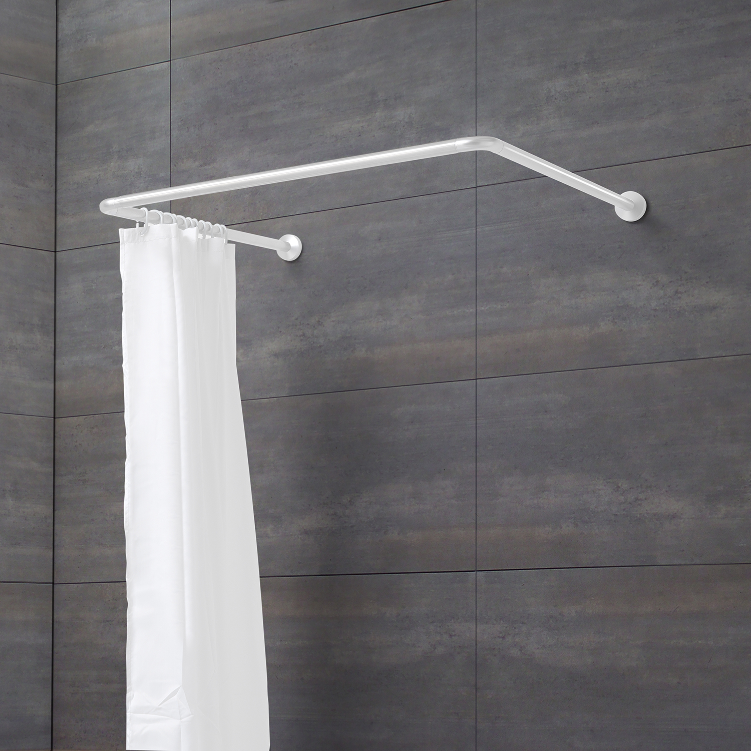 Universal Angular Shower Rail White Gedy
