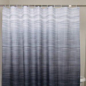 Tenda Doccia Con Gocce Blu E Bianche – 240x200 Cm, Poliestere, 14 Anelli Inclusi, Orlo Piombato