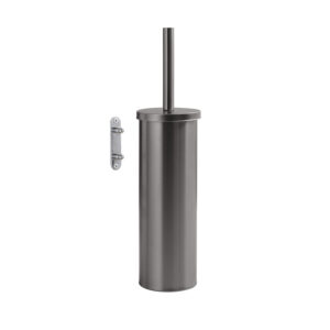 Flip wall toilet brush holder gun metal