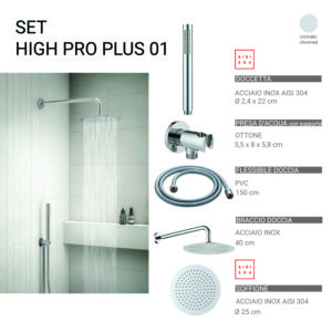 High pro plus 01 set doccia 5 pezzi, tondo cromato