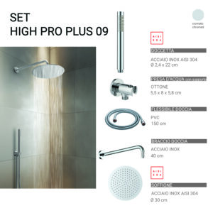 High pro plus 09 set doccia 5 pezzi, tondo cromato
