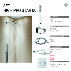 High pro star 00 set doccia 5 pezzi, quadrato cromato