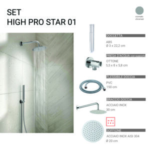 High pro star 01 set doccia 5 pezzi, tondo cromato